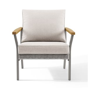 Fauteuil avec accoudoirs Sencillo par SONGMICS HOME rotin synthétique/similibois gris