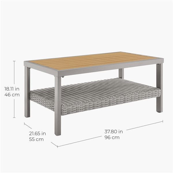 Ensemble de meubles de jardin 6 pièces Sencillo par SONGMICS HOME rotin synthétique  gris et faux bois avec coussin beige