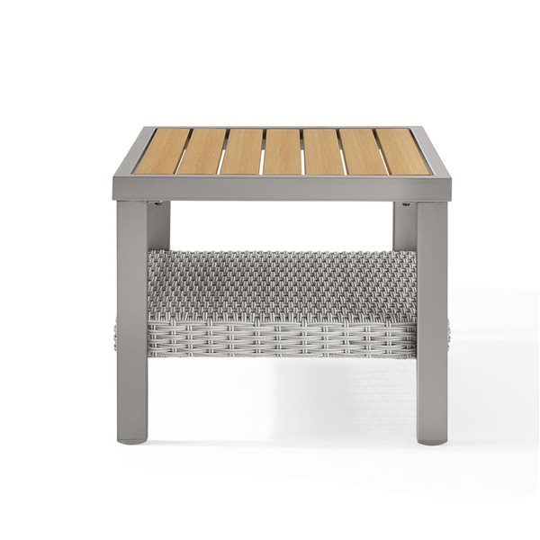 Petite table basse Sencillo par SONGMICS HOME en rotin synthétique gris et faux bois