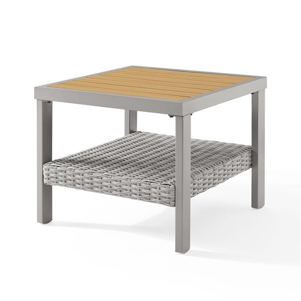 Petite table basse Sencillo par SONGMICS HOME en rotin synthétique gris et faux bois