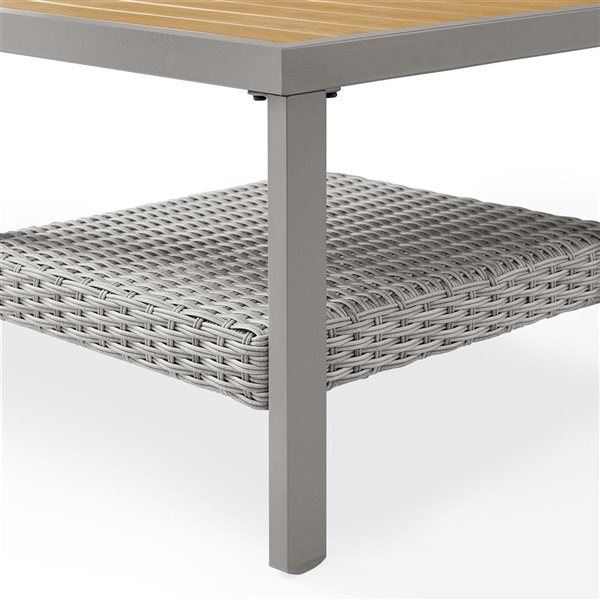 Petite table basse Sencillo par SONGMICS HOME en rotin synthétique gris et faux bois