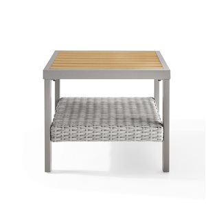 SONGMICS HOME Sencillo Gray PE Rattan and Faux Wood Small Coffee Table