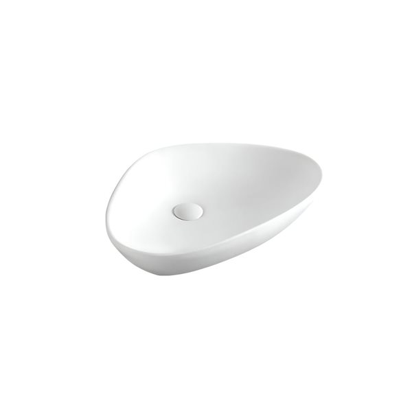 Ensemble lavabo-vasque triangulaire en céramique blanche DROP Bath and Kitchen 26,4 po l. avec robinet et bonde chromés