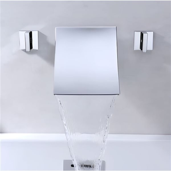 Ensemble lavabo-vasque triangulaire en céramique blanche DROP Bath and Kitchen 26,4 po l. avec robinet et bonde chromés