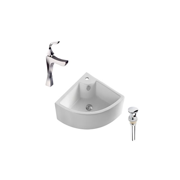 Lavabo Castel Triangular Ensemble lavabo-vasque blanc triangle mural en céramique DROP Bath and ...