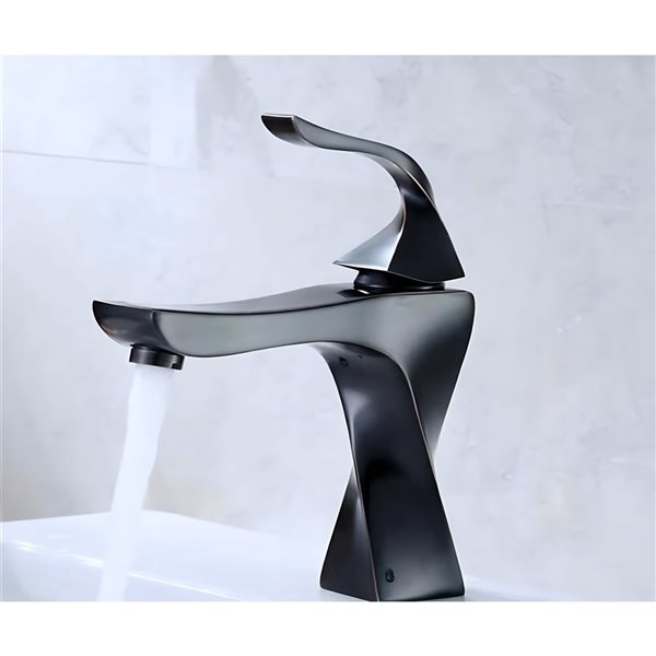 Ensemble lavabo-vasque semi-ronde DROP Bath and Kitchen 17,5 po l. murale céramique blanche, robinet/bonde noirs