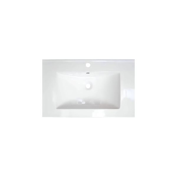 Ensemble comptoir-lavabo monobloc rectangulaire DROP Bath and Kitchen 23,6 po l. blanc céramique, robinet/bonde noirs