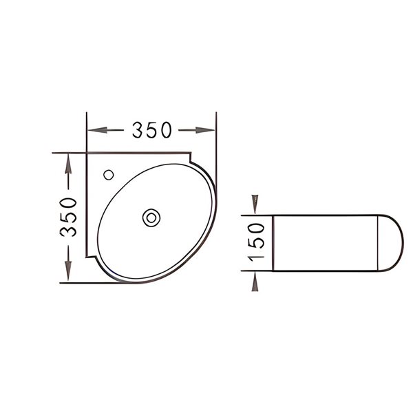 DROP Bath and Kitchen 13.7-in W Corner Wall Mount Oval Ceramic Vessel Sink in White