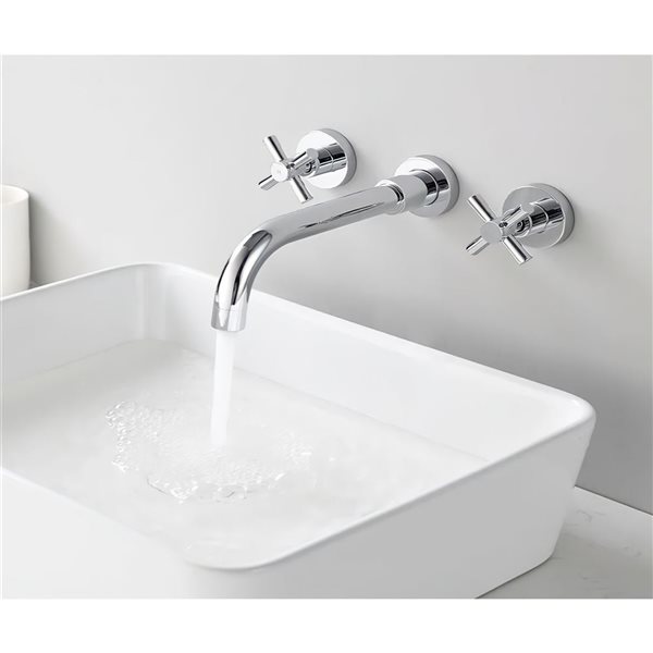 DROP Bath and Kitchen 20-in W Rectangular Ceramic Bathroom Vessel Sink Set in White with Chrome Faucet and Drain