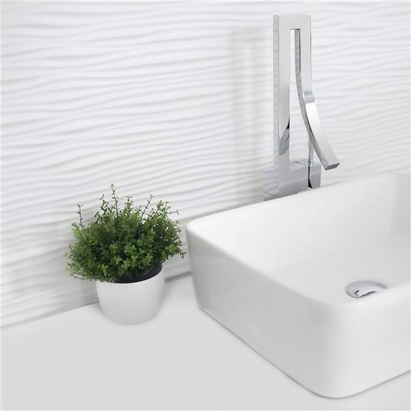 Ensemble comptoir-lavabo monobloc rectangle 23,6 po l. DROP Bath and Kitchen blanc céramique, robinet/bonde chromés