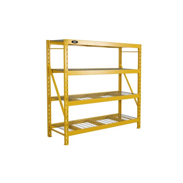 Étagère industrielle à 4 tablettes de CAT, 72 po x 77 po, acier, jaune