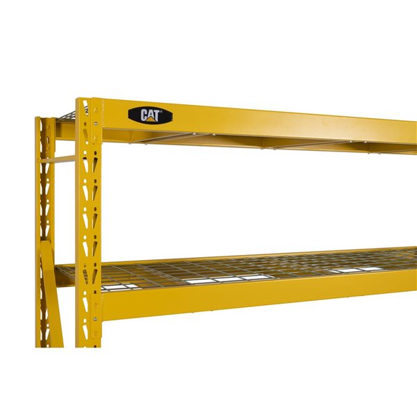 Étagère industrielle à 4 tablettes de CAT, 72 po x 77 po, acier, jaune