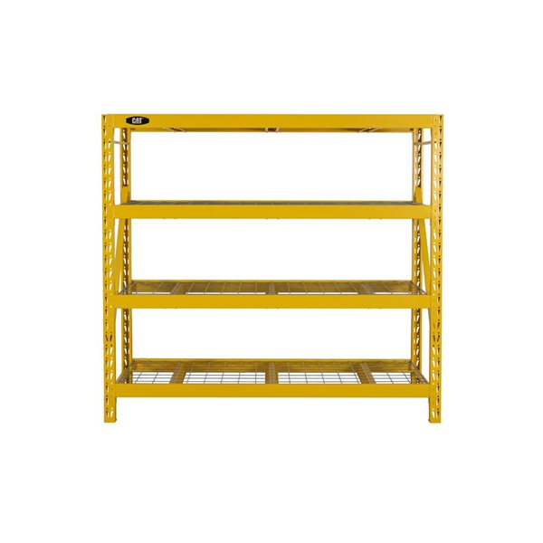 Étagère industrielle à 4 tablettes de CAT, 72 po x 77 po, acier, jaune