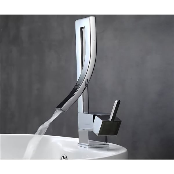 DROP Bath and Kitchen 13.4-in Rectangular Ceramic Wall Mount Vessel Sink Set in White w/ Chrome Faucet and Drain