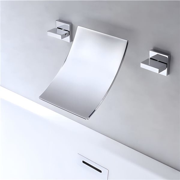 Lavabo-vasque blanc DROP Bath and Kitchen 20 po en céramique rectangle avec robinet et bonde chromés