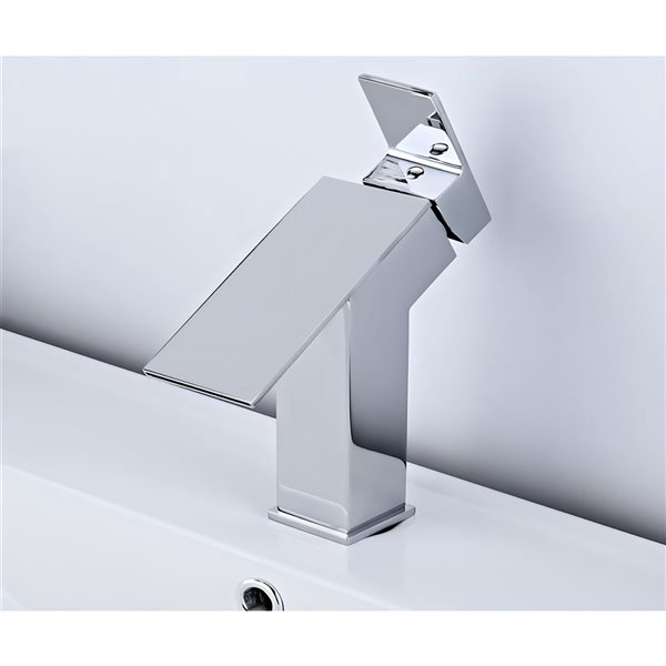 DROP Bath and Kitchen 13.4-in White Rectangular Ceramic Wall Mount Vessel Sink Set w/ Chrome Faucet and Drain