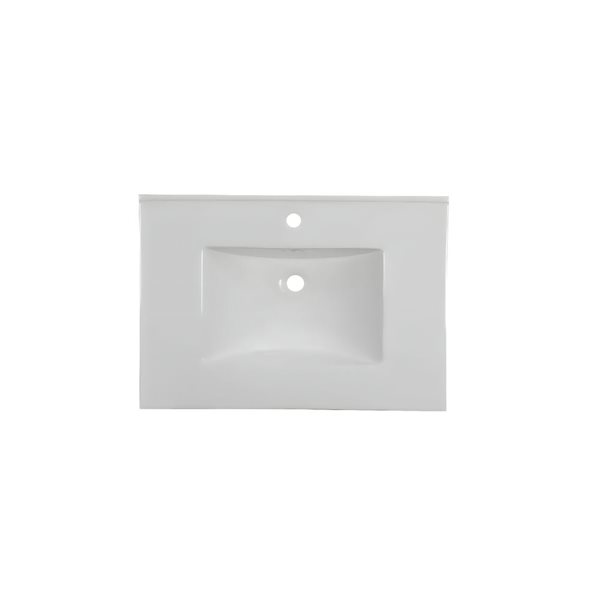 Comptoir-lavabo monobloc rectangulaire blanc en céramique DROP Bath and Kitchen de 20,2 po avec bonde et robinet chromés