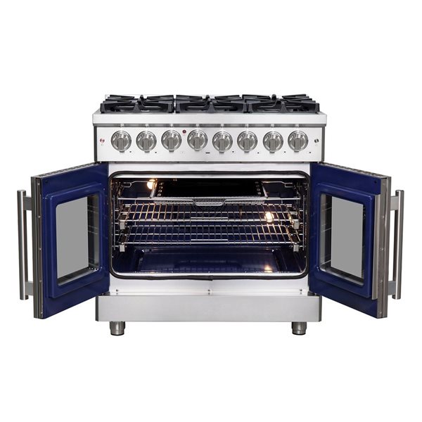 Forno Massimo 36-inch Dual Fuel Range, 6 Burners, 5.36 cu.ft. True Convection Oven, Air Fryer & Griddle