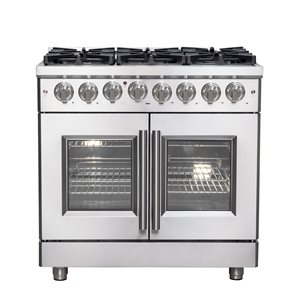 Forno Massimo 36-inch Dual Fuel Range, 6 Burners, 5.36 cu.ft. True Convection Oven, Air Fryer & Griddle