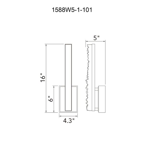 CWI Lighting Stagger 16-in H. Integrated LED Black Wall Light