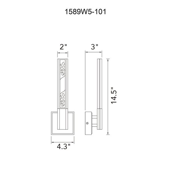 CWI Lighting Greta 14.5-in H. Integrated LED Black Wall Light