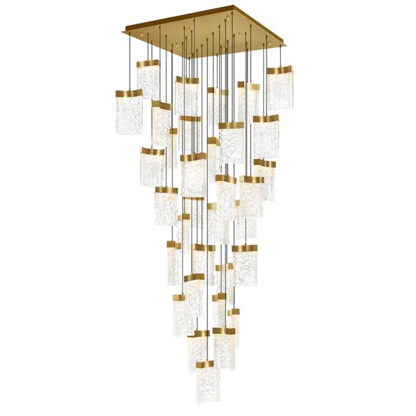 CWI Lighting Lava 36-in Integrated LED Brass Chandelier