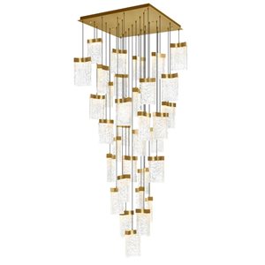 CWI Lighting Lava 36-in Integrated LED Brass Chandelier