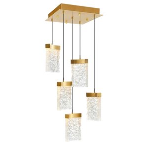 CWI Lighting Lava 12-in Integrated LED Brass Mini Pendant Light