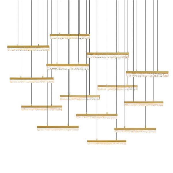 CWI Lighting Stagger 60-in Integrated LED Brass Chandelier