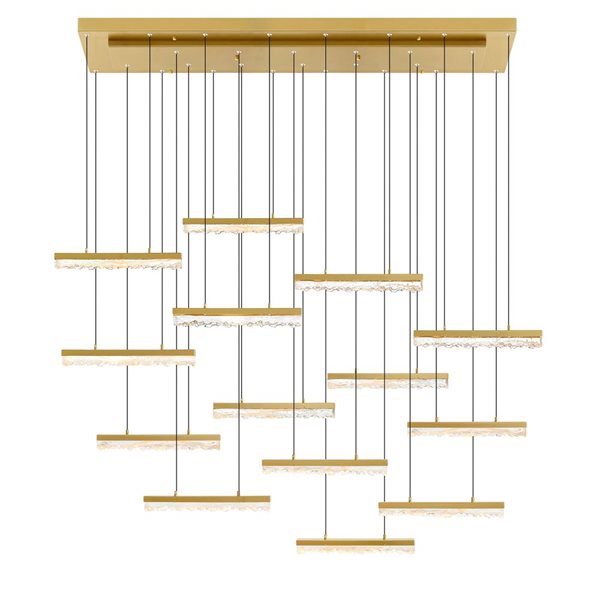 CWI Lighting Stagger 60-in Integrated LED Brass Chandelier