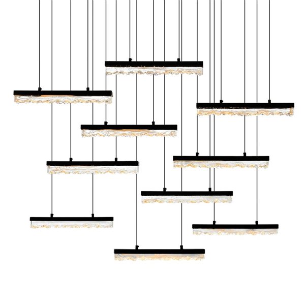 CWI Lighting Stagger 48-in Integrated LED Black Chandelier