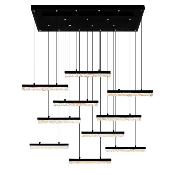 CWI Lighting Stagger 48-in Integrated LED Black Chandelier