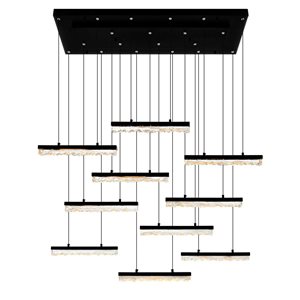 CWI Lighting Stagger 48-in Integrated LED Black Chandelier