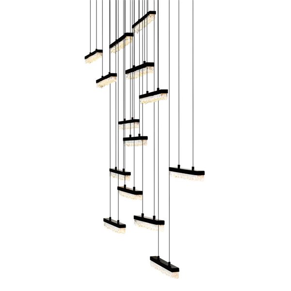 CWI Lighting Stagger 60-in Integrated LED Black Chandelier