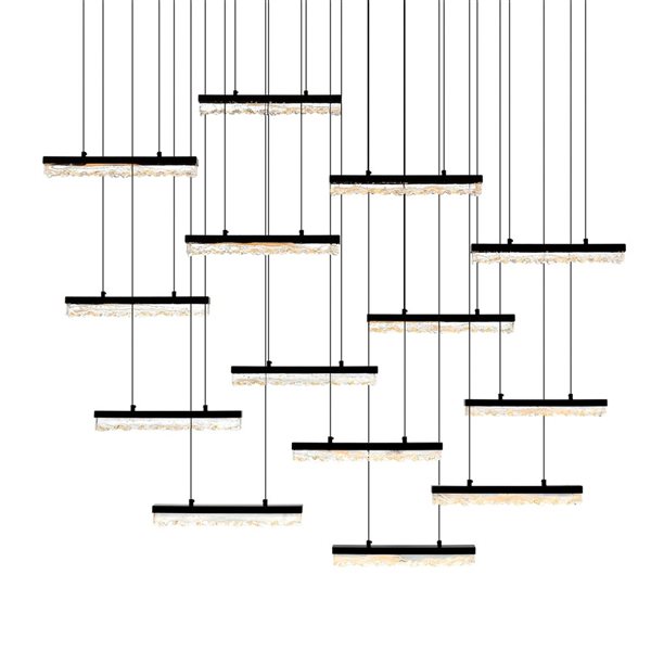 CWI Lighting Stagger 60-in Integrated LED Black Chandelier