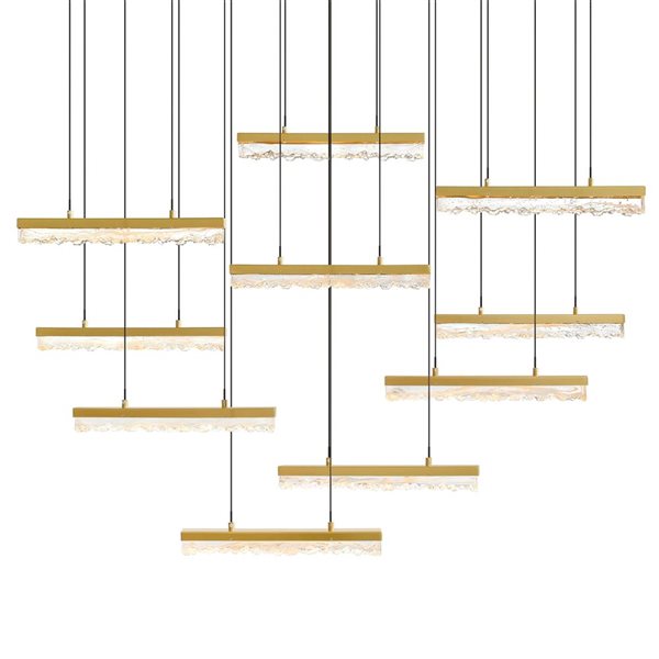 CWI Lighting Stagger 48-in Integrated LED Brass Chandelier