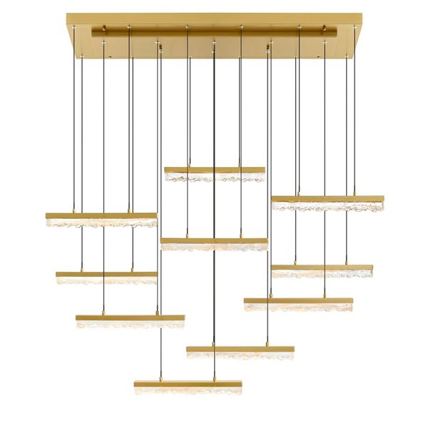 CWI Lighting Stagger 48-in Integrated LED Brass Chandelier