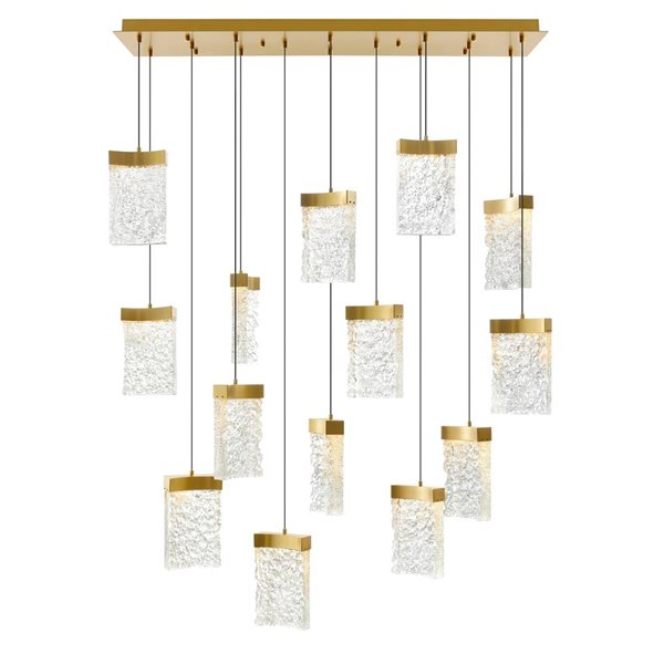 CWI Lighting Lava 48-in Integrated LED Brass Chandelier