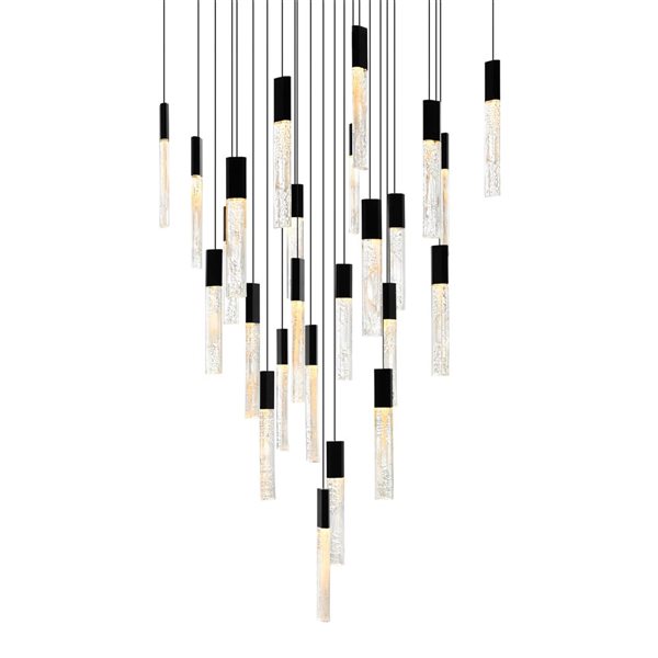 CWI Lighting Greta 28-in Integrated LED Black Chandelier