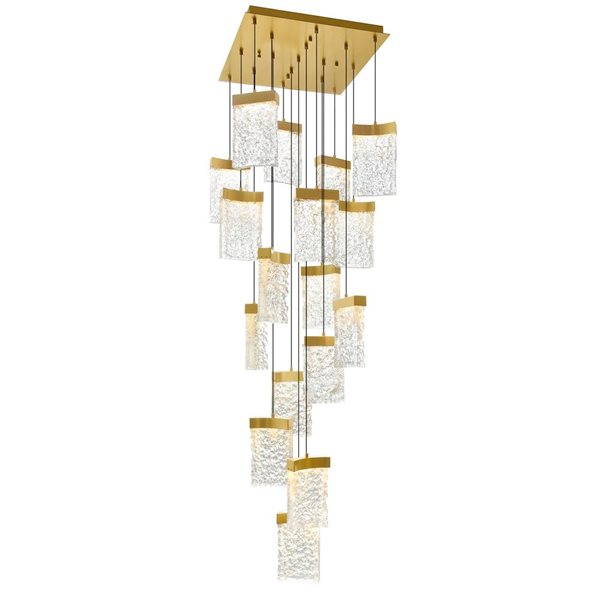 CWI Lighting Lava 24-in Integrated LED Brass Chandelier