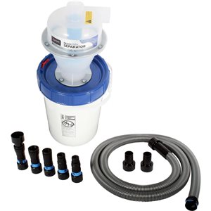 Séparateur de poussière Quick Click Cen-Tec Systems 10 pi avec bac de 5 gallons et ensemble d'adaptateurs