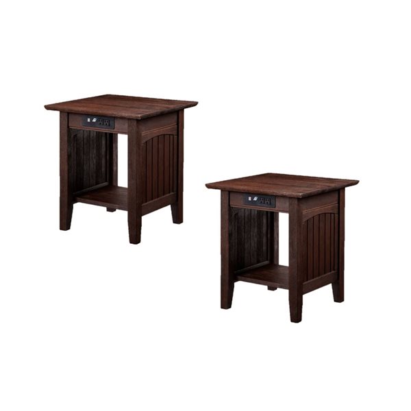 AFI Nantucket Set of 2 Burnt Amber Rectangular End Table with Built-in Charger