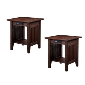 AFI Nantucket Set of 2 Burnt Amber Rectangular End Table with Built-in Charger