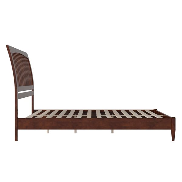 AFI Orleans Walnut Queen Size Solid Wood Low Profile Sleigh Platform Bed  w/Charging Station