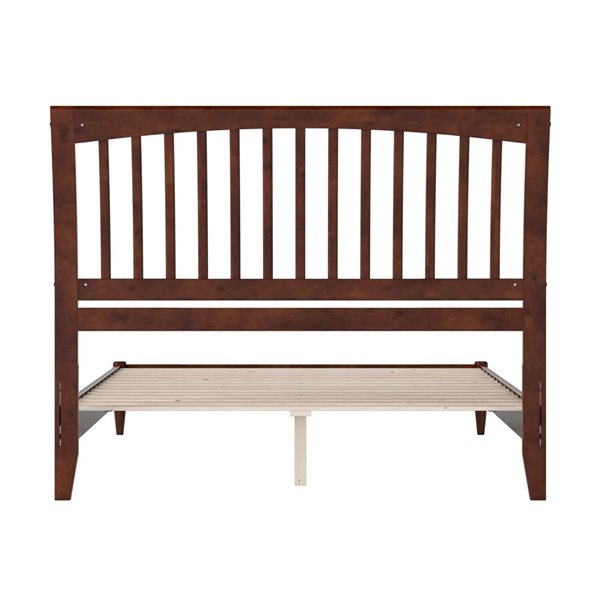 AFI Orleans Walnut Queen Size Solid Wood Low Profile Sleigh Platform Bed  w/Charging Station