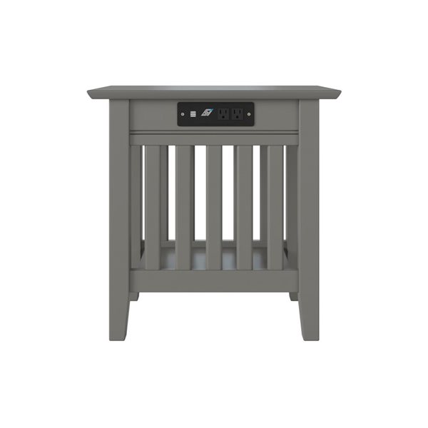 AFI Mission Set of 2 Gray Rectangular Chair Side Table with Built-in Charger