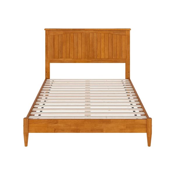 AFI Naples Light Toffee Full Size Solid Wood Low Profile Platform Bed w/Charging Station