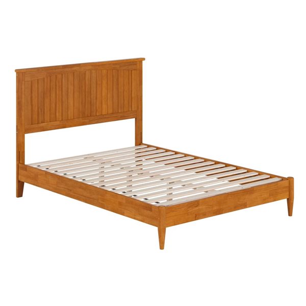 AFI Naples Light Toffee Full Size Solid Wood Low Profile Platform Bed w/Charging Station