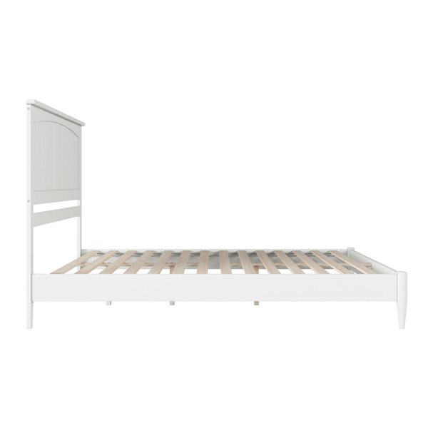 AFI Naples White King Size Solid Wood Low Profile Platform Bed w/Charging Station