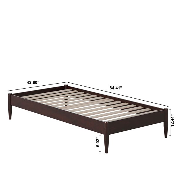 AFI Pasadena 12" Twin XL Low Profile Platform Bed in Espresso